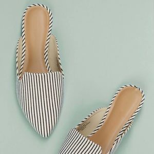 Slide on Mules Striped Navy blue